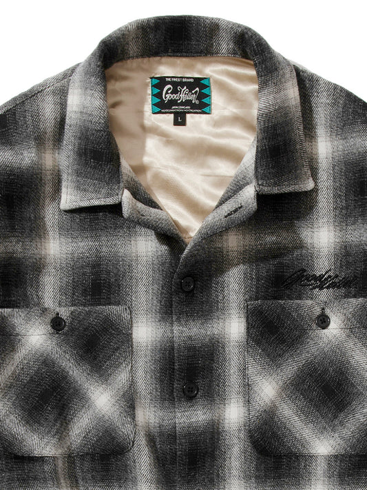 GOOD HELLER | WOOL&POLYESTER OMBRE CHECK SHIRT - Black