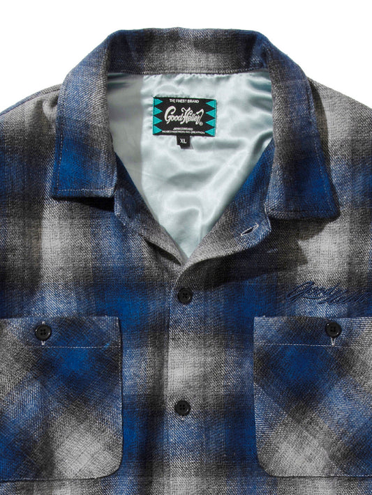 GOOD HELLER | WOOL&POLYESTER OMBRE CHECK SHIRT - Blue