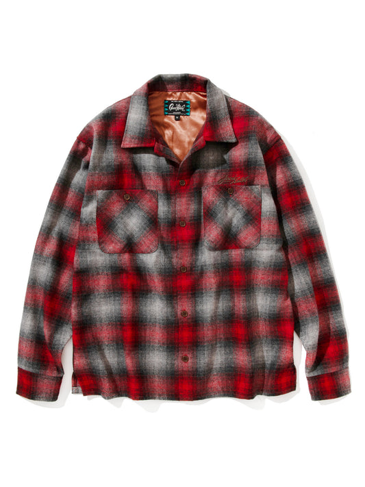 GOOD HELLER | WOOL&POLYESTER OMBRE CHECK SHIRT - Red