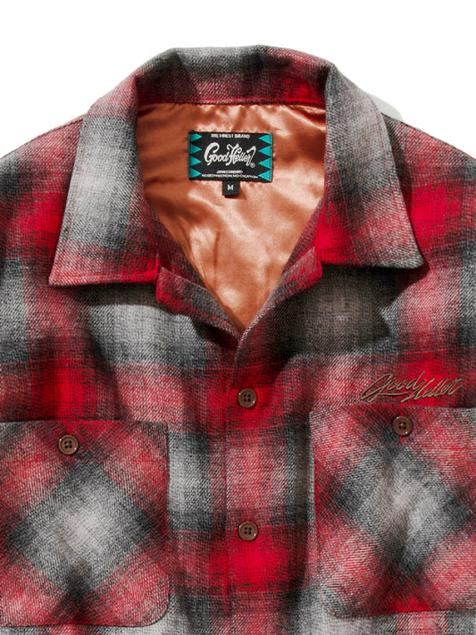 GOOD HELLER | WOOL&POLYESTER OMBRE CHECK SHIRT - Red