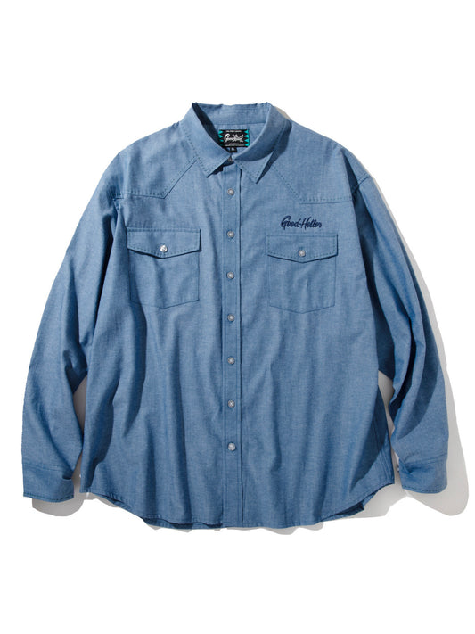 GOOD HELLER | CHAMBRAY WESTERN EMBROIDERY L/S SHIRT