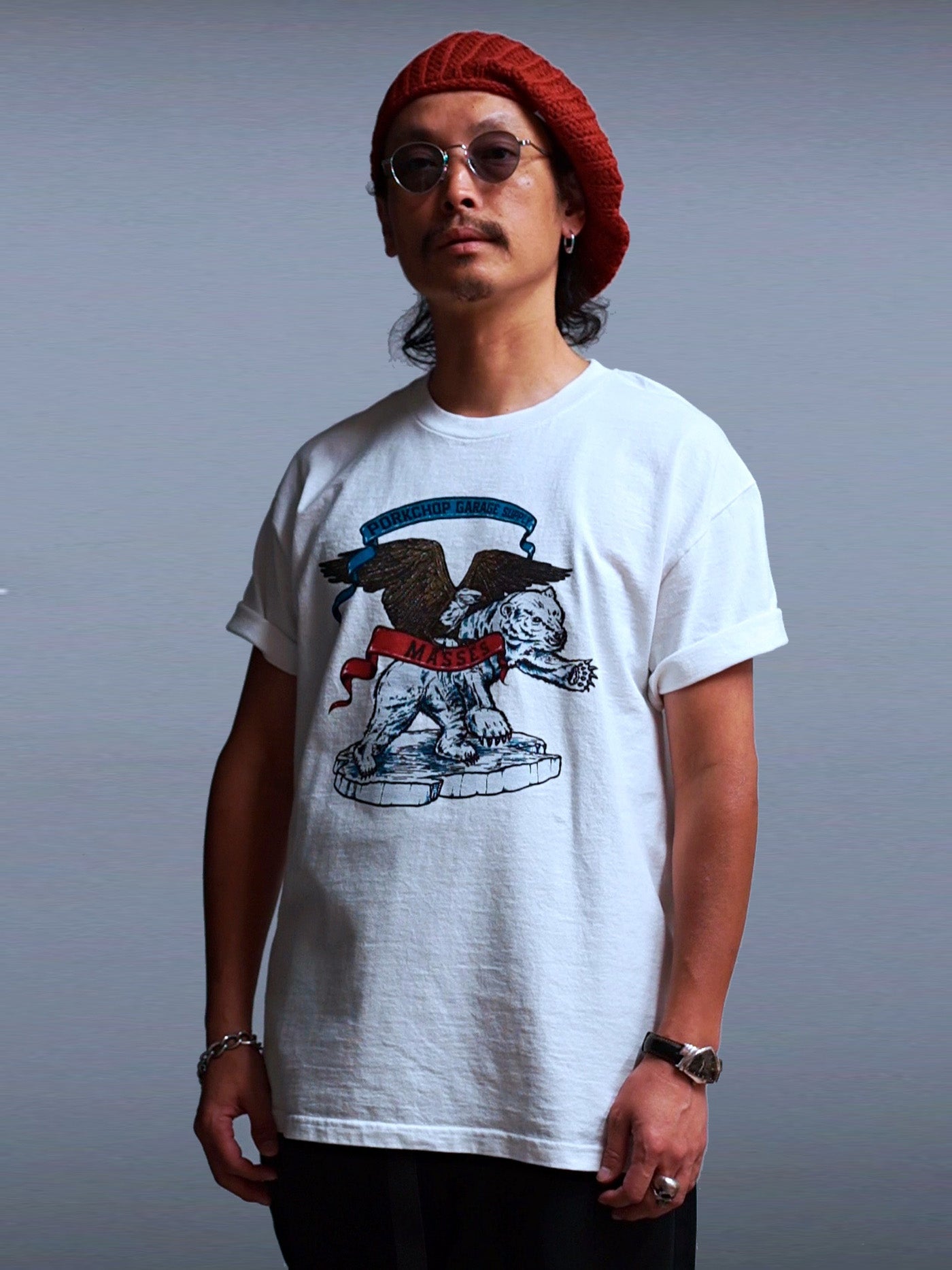 PORKCHOP | POLAR BEAR P T-SHIRT - White