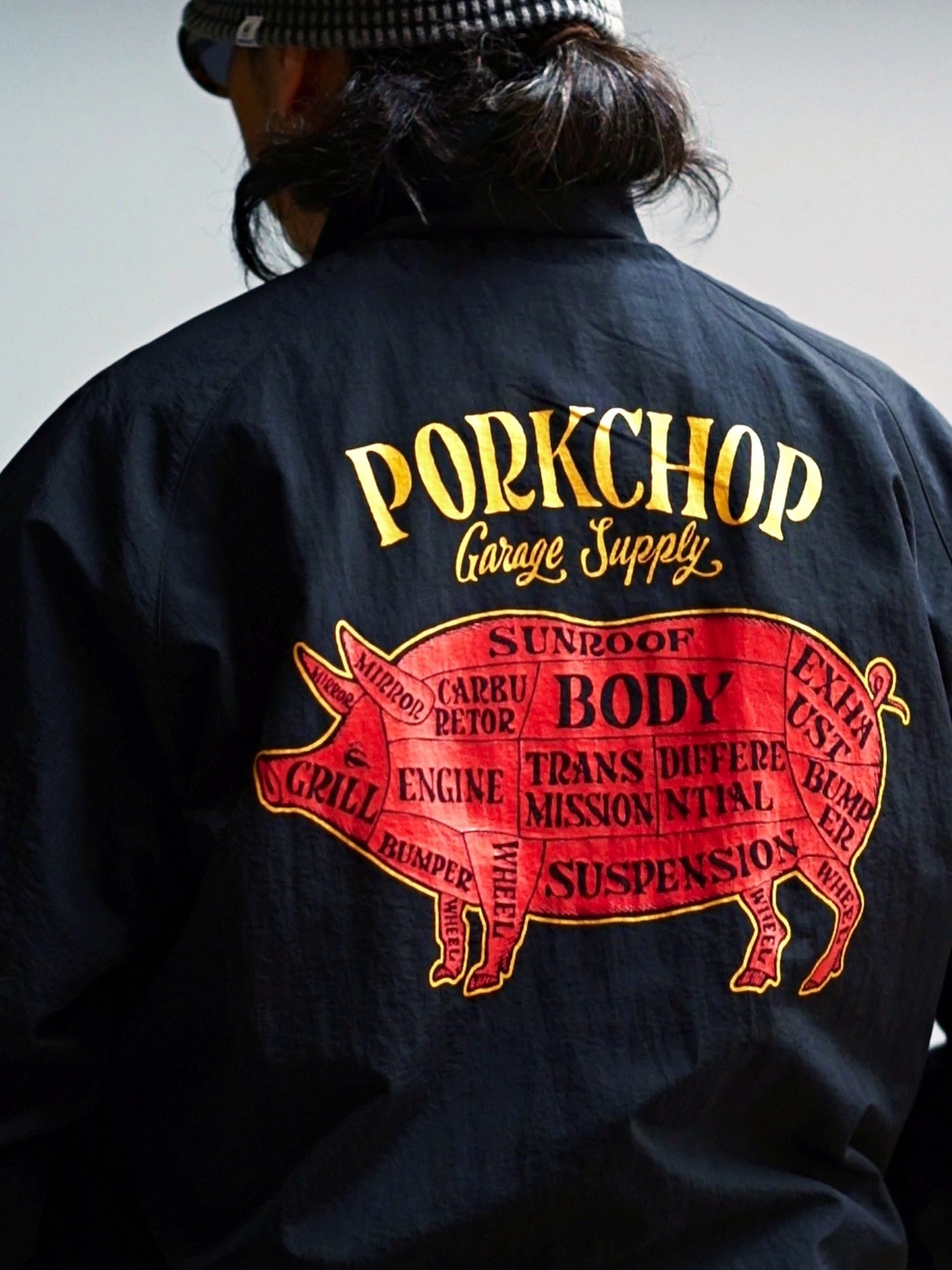 【11.2 (Sun) 12:00 Release】PORKCHOP | PORK BACK NYLON JKT - Black
