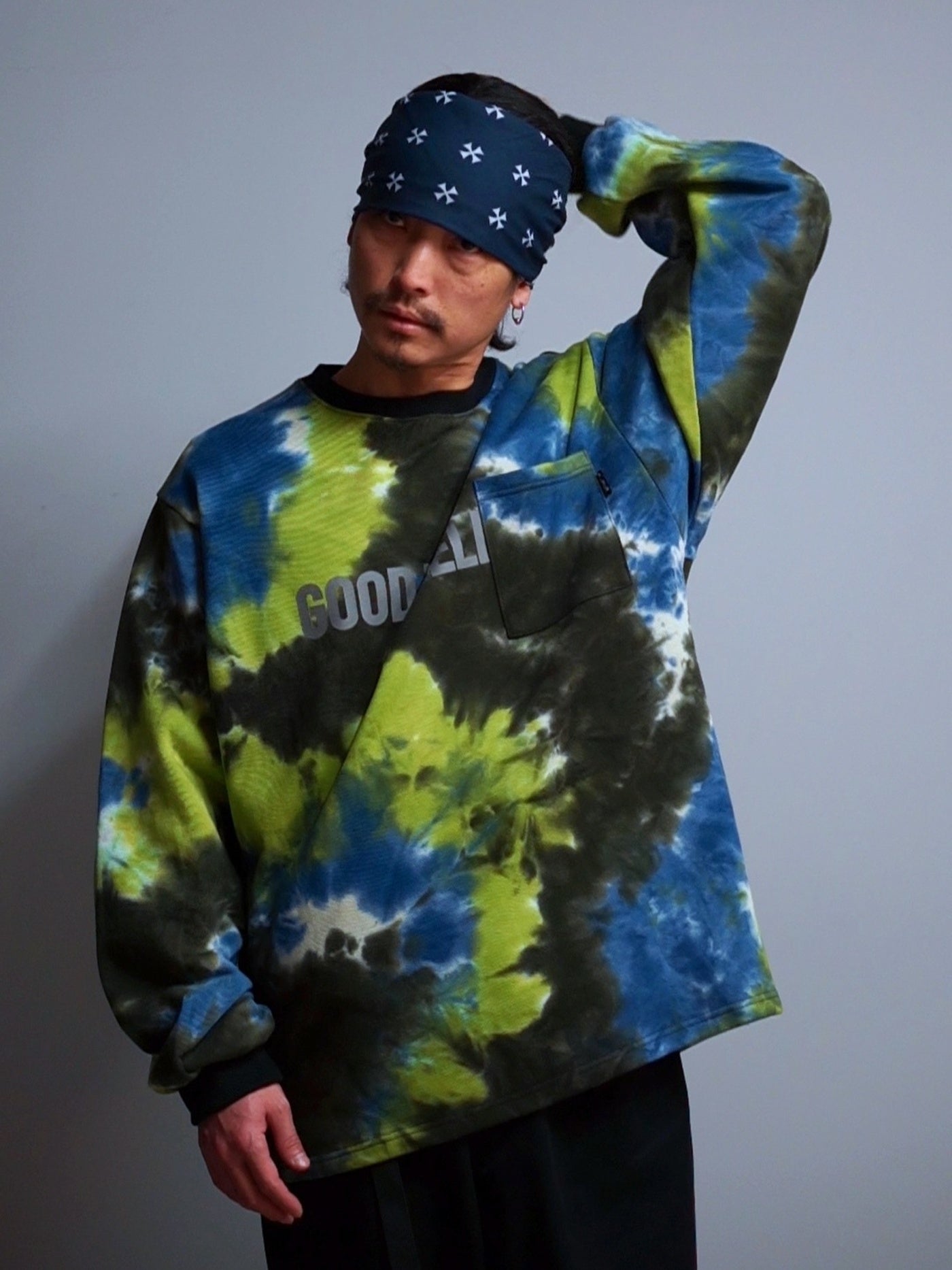 GOOD HELLER | TIE DYE SWEAT L/S T-SHIRT - Green