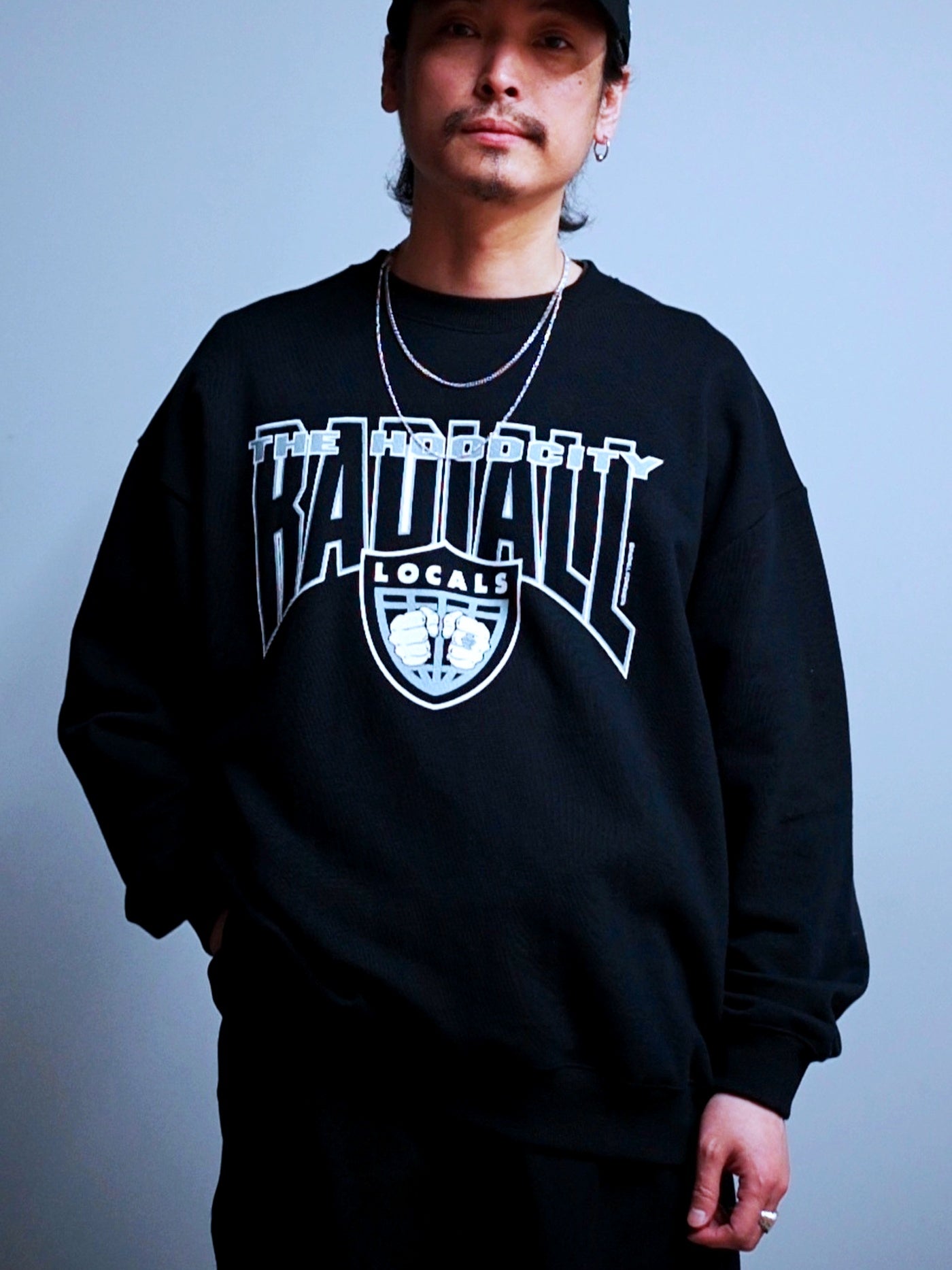 RADIALL | HOOD CITY - CREW NECK SWEATSHIRT L/S - Black
