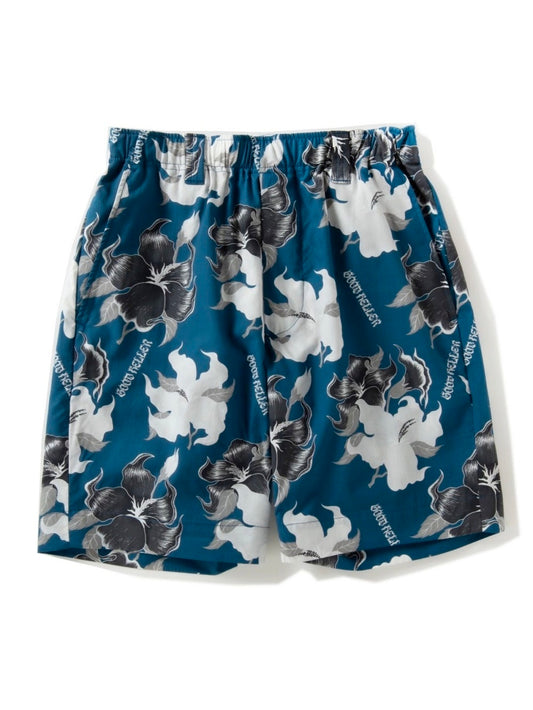 GOOD HELLER | FIRE FLOWER PATTERN EASY SHORTS - Navy