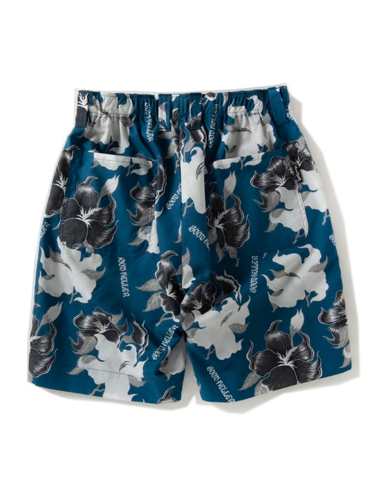 GOOD HELLER | FIRE FLOWER PATTERN EASY SHORTS - Navy