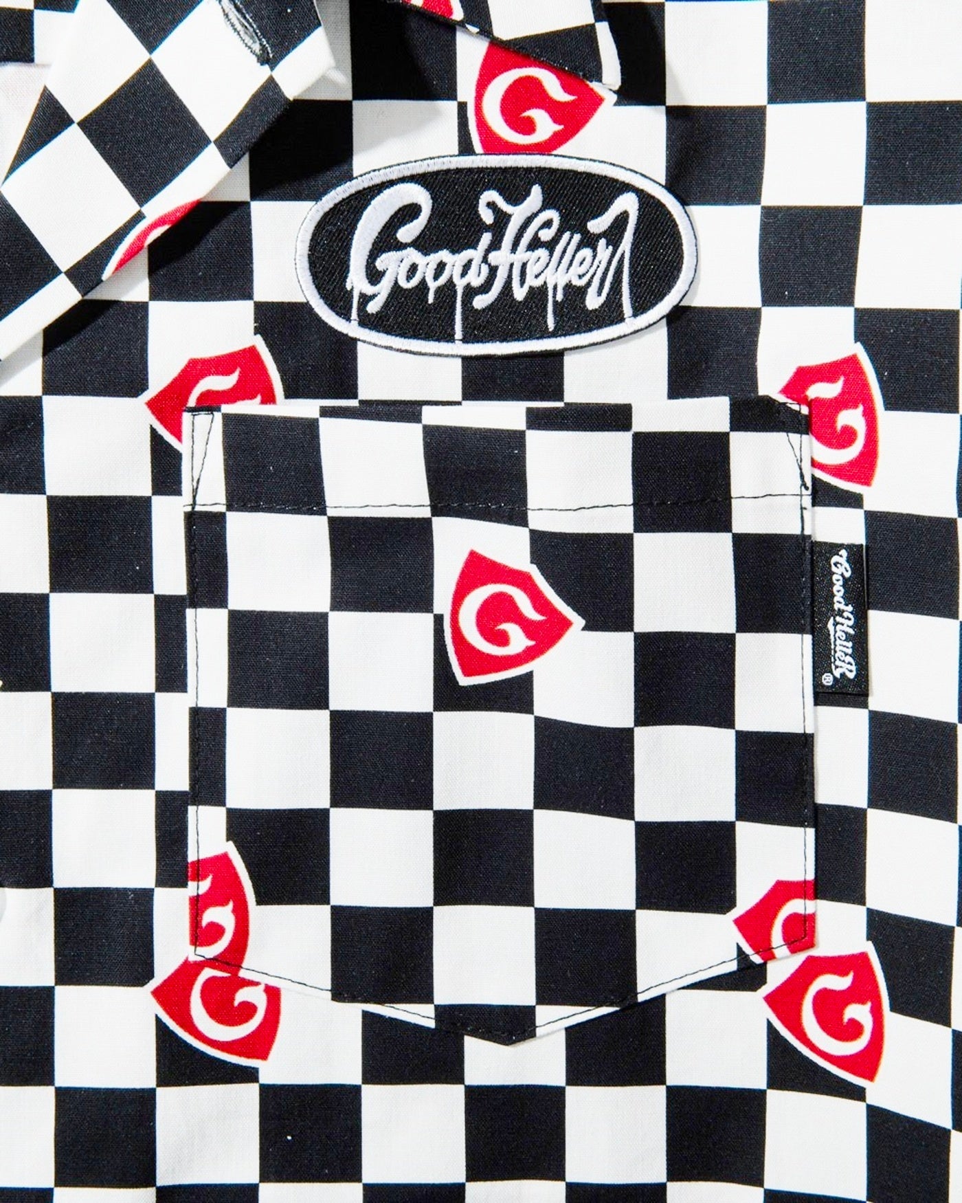 GOOD HELLER | GH CHECKERED FLAG DRIPPING LOGO WAPPEN S/S SHIRT
