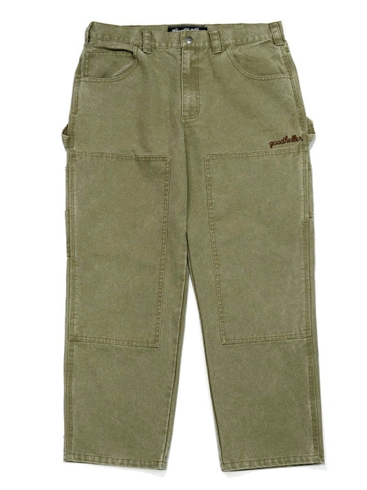 【10.25 (Sat) 12:00 Release】GOOD HELLER | HEAVY CANVAS DOUBLE KNEE PAINTER PANTS - Faded Olive