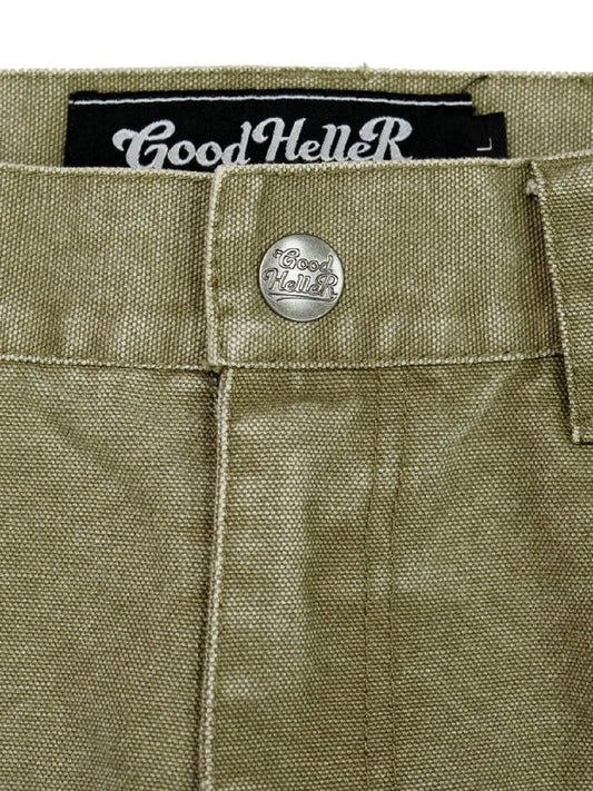 【10.25 (Sat) 12:00 Release】GOOD HELLER | HEAVY CANVAS DOUBLE KNEE PAINTER PANTS - Faded Olive