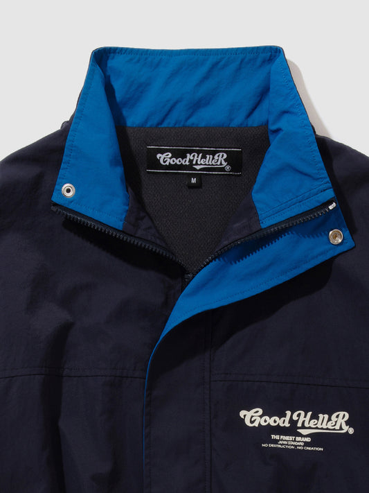 【2.21 (Sat) 12:00 Release】GOOD HELLER | STAND COLLAR NYLON JACKET - Navy/Royal