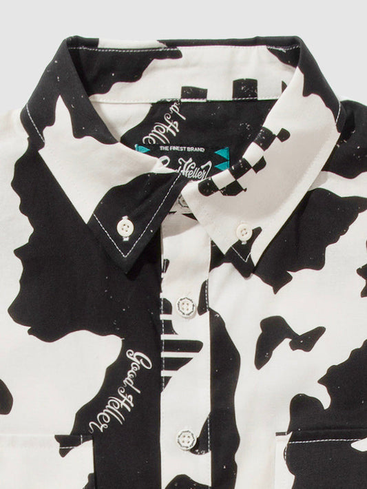 【4.4 (Sat) 12:00 Release】GOOD HELLER | ORIGINAL COW PATTERN L/S SHIRT - Black
