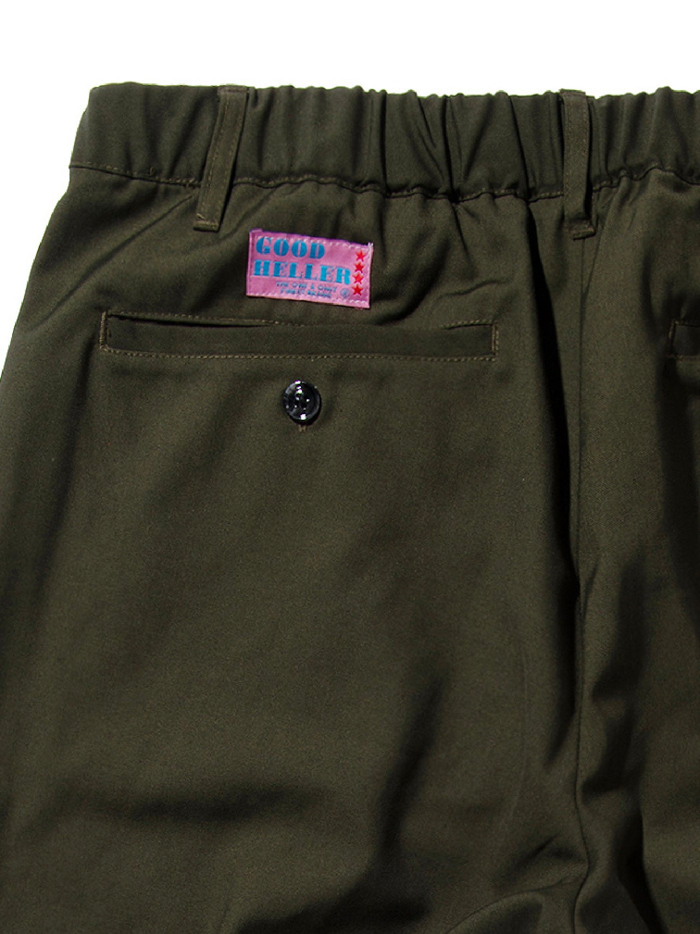 GOOD HELLER | POLYESTER RAYON ONE TUCK EASY SLACKS - Olive
