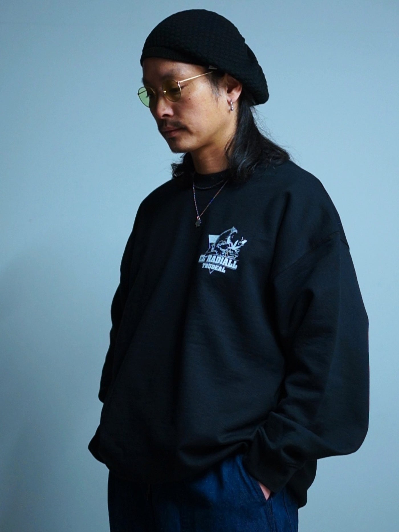 RADIALL | TRUE DEAL POT - CREW NECK SWEATSHIRT L/S - Black