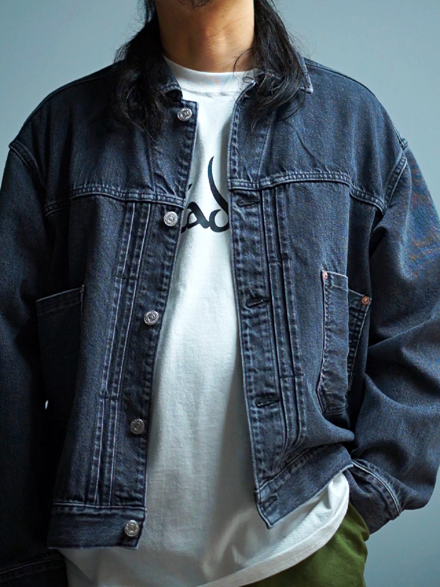 RADIALL | Classic 350 Top - TRUCKER JACKET - Light Black