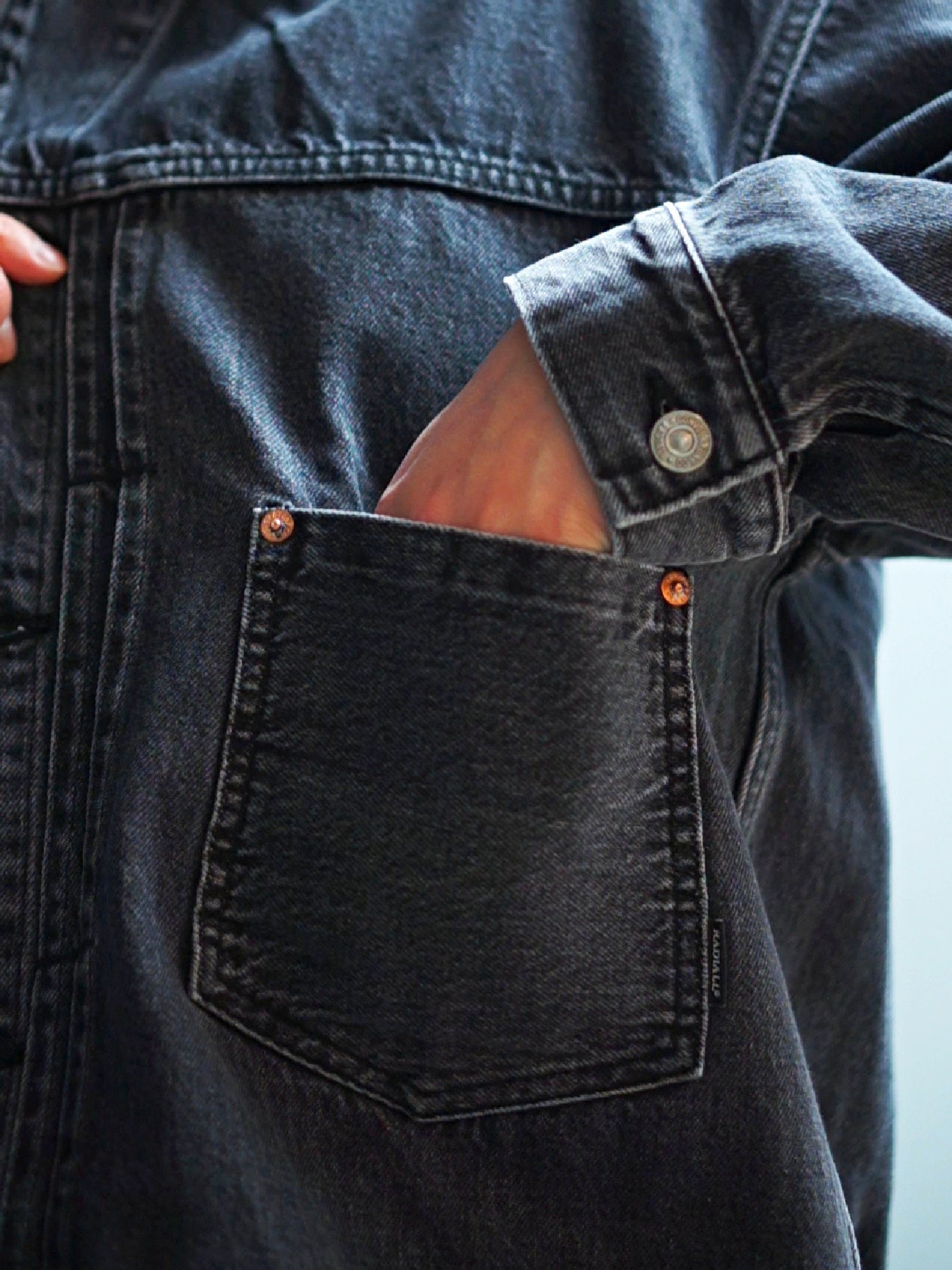 RADIALL | Classic 350 Top - TRUCKER JACKET - Light Black