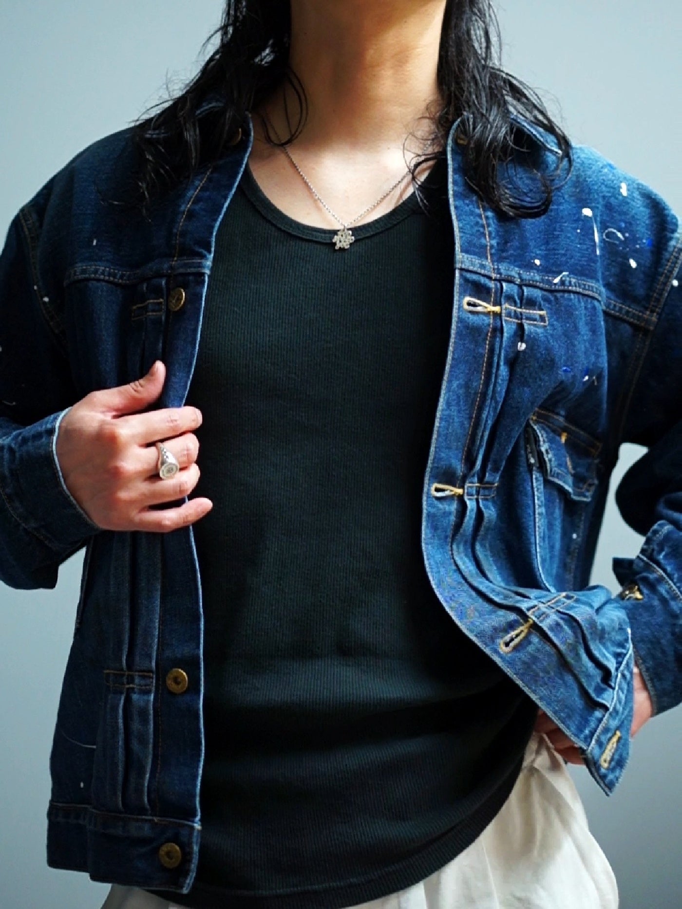 GOOD HELLER | 2ND TYPE USED WASHED WIDE DENIM JKT