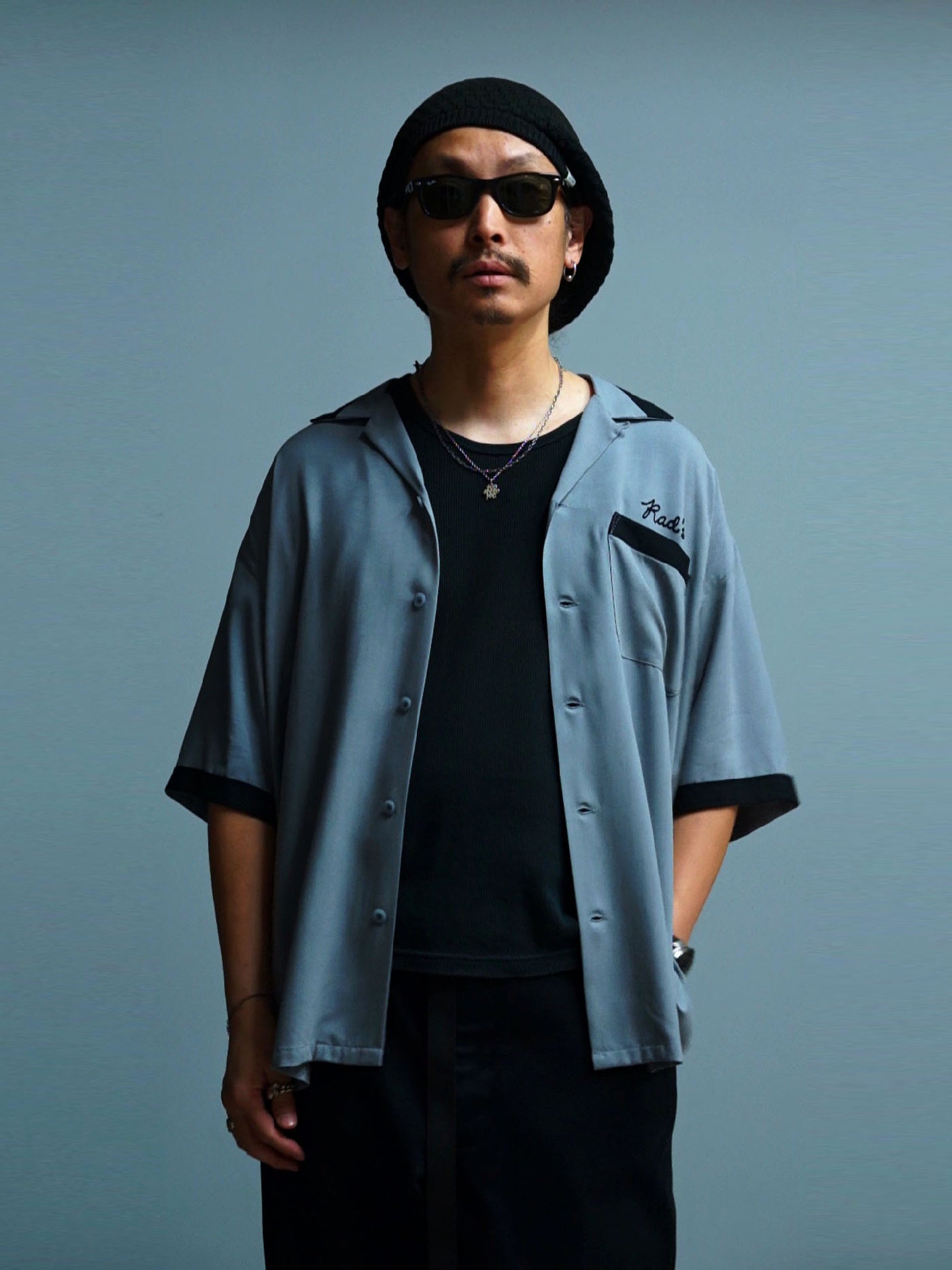 RADIALL | True Deal Pot - OPEN COLLARED SHIRT S/S - Steel Gray