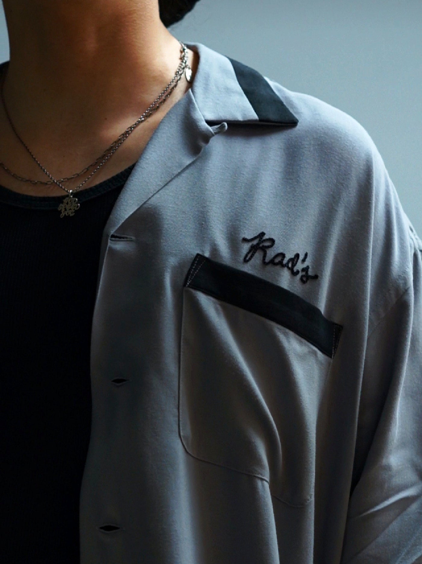 RADIALL | True Deal Pot - OPEN COLLARED SHIRT S/S - Steel Gray