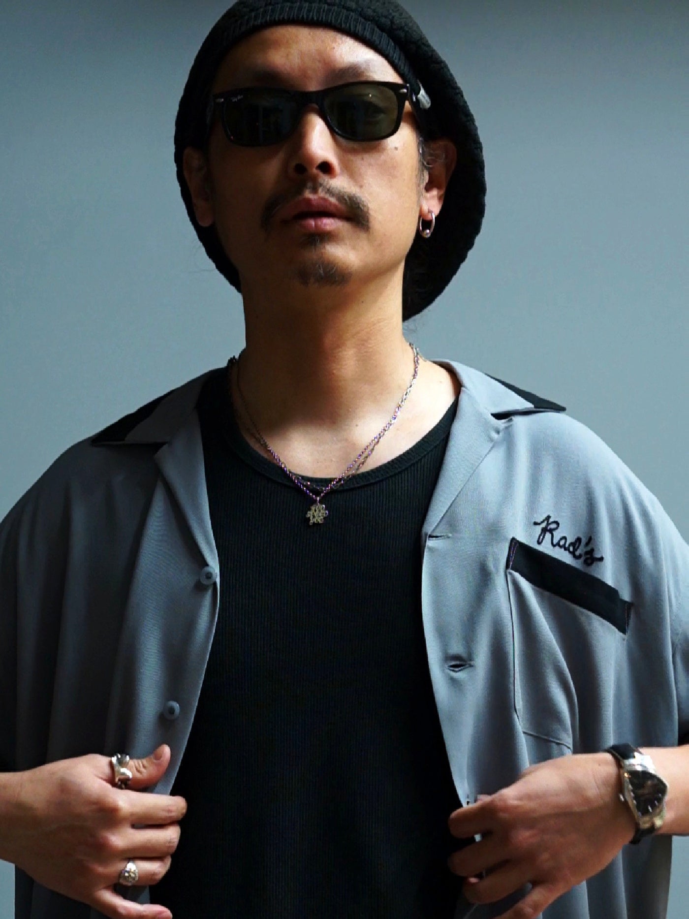 RADIALL | True Deal Pot - OPEN COLLARED SHIRT S/S - Steel Gray