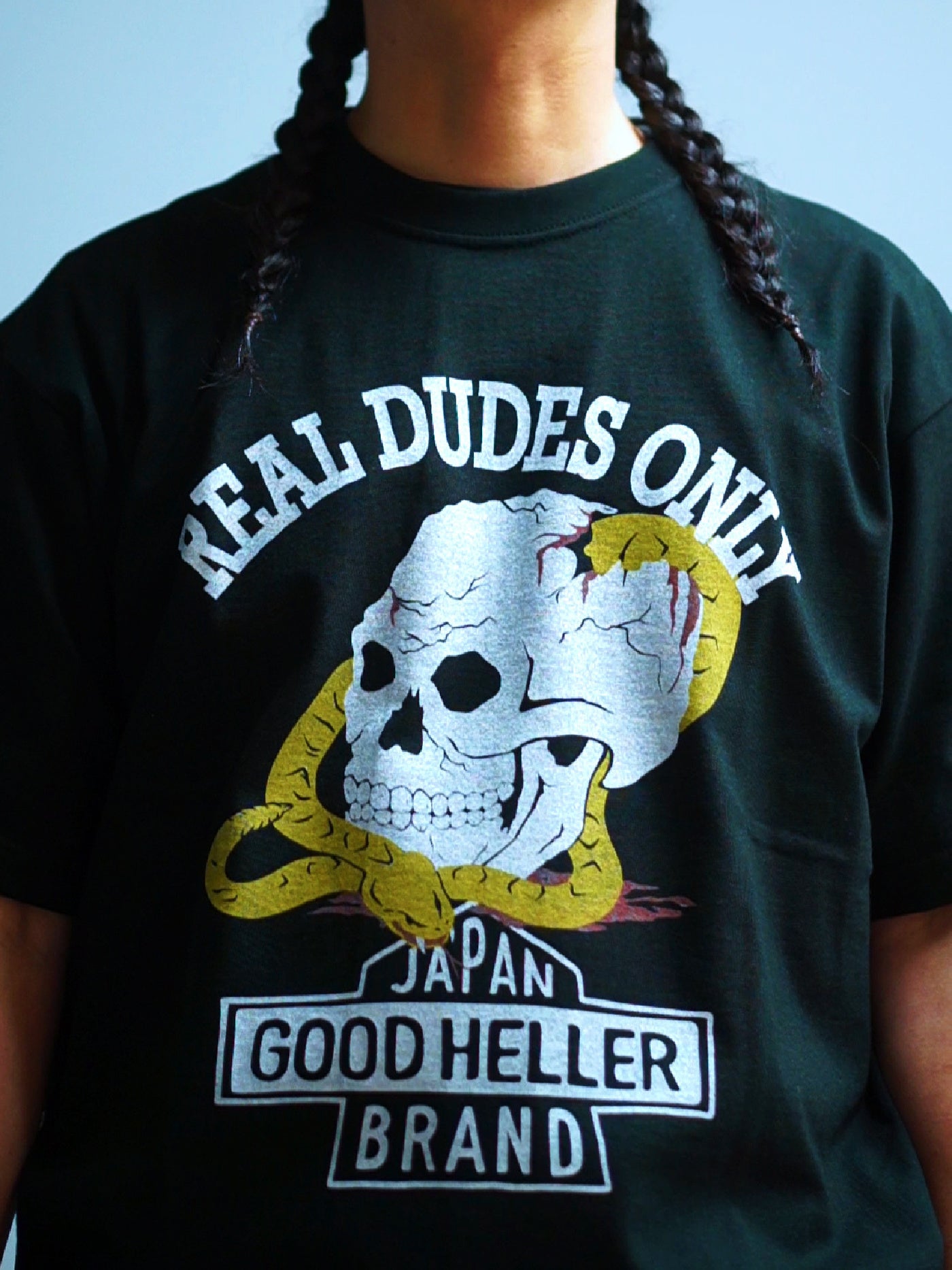 GOOD HELLER | SKULL&SNAKE AMERICAN LOGO T-SHIRT - Black