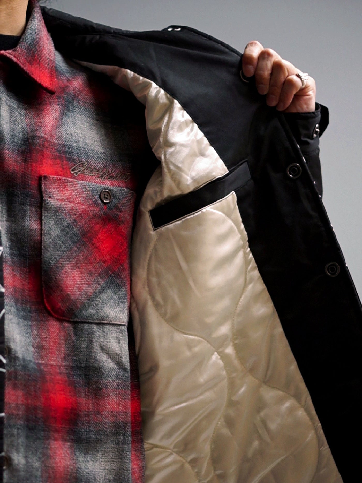 【11.8 (Sat) 12:00 Release】GOOD HELLER | SPIDER WEB PATTERN PADDED COACH JACKET