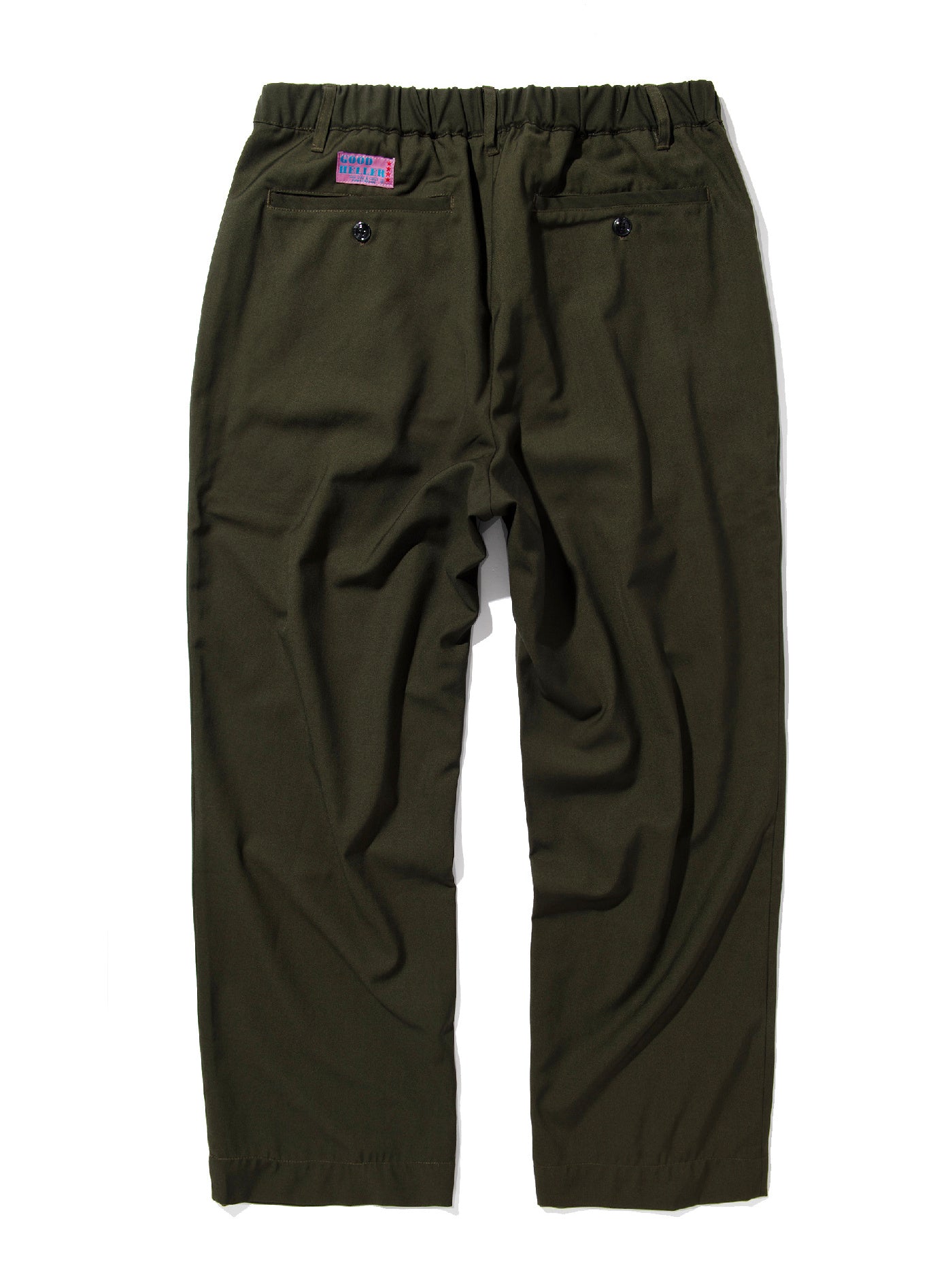 GOOD HELLER | POLYESTER RAYON ONE TUCK EASY SLACKS - Olive