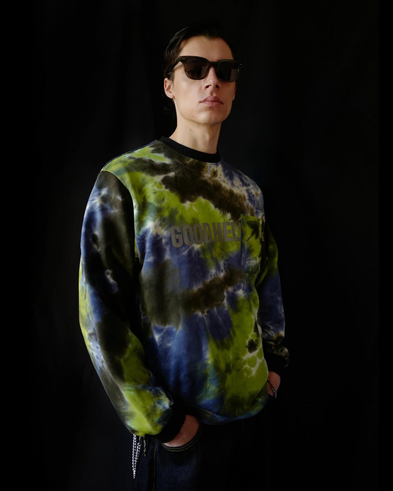 GOOD HELLER | TIE DYE SWEAT L/S T-SHIRT - Green