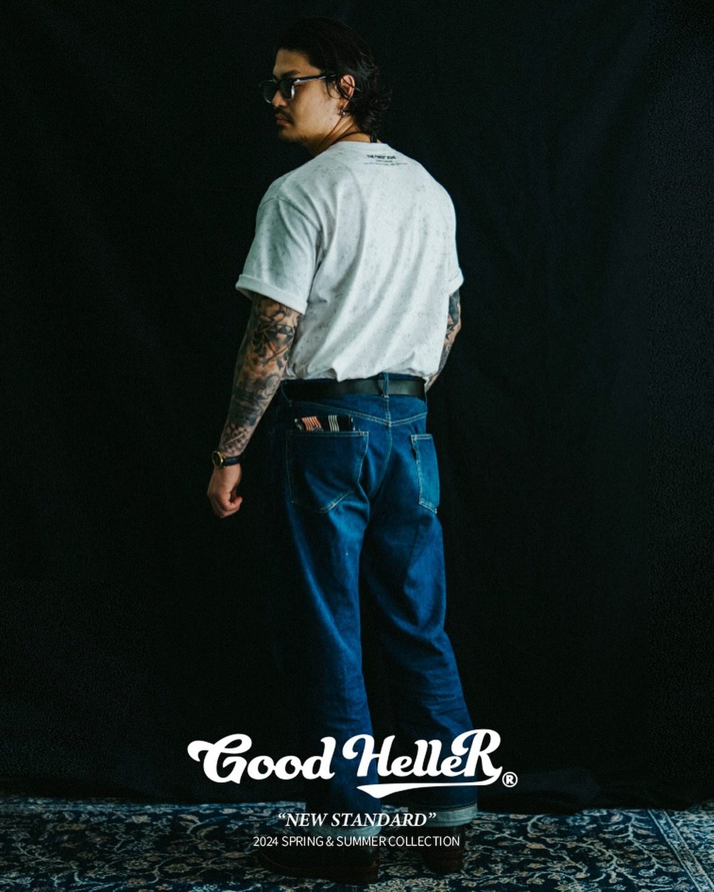 GOOD HELLER | BATTICK DYEING POCKET S/S T-SHIRT - White