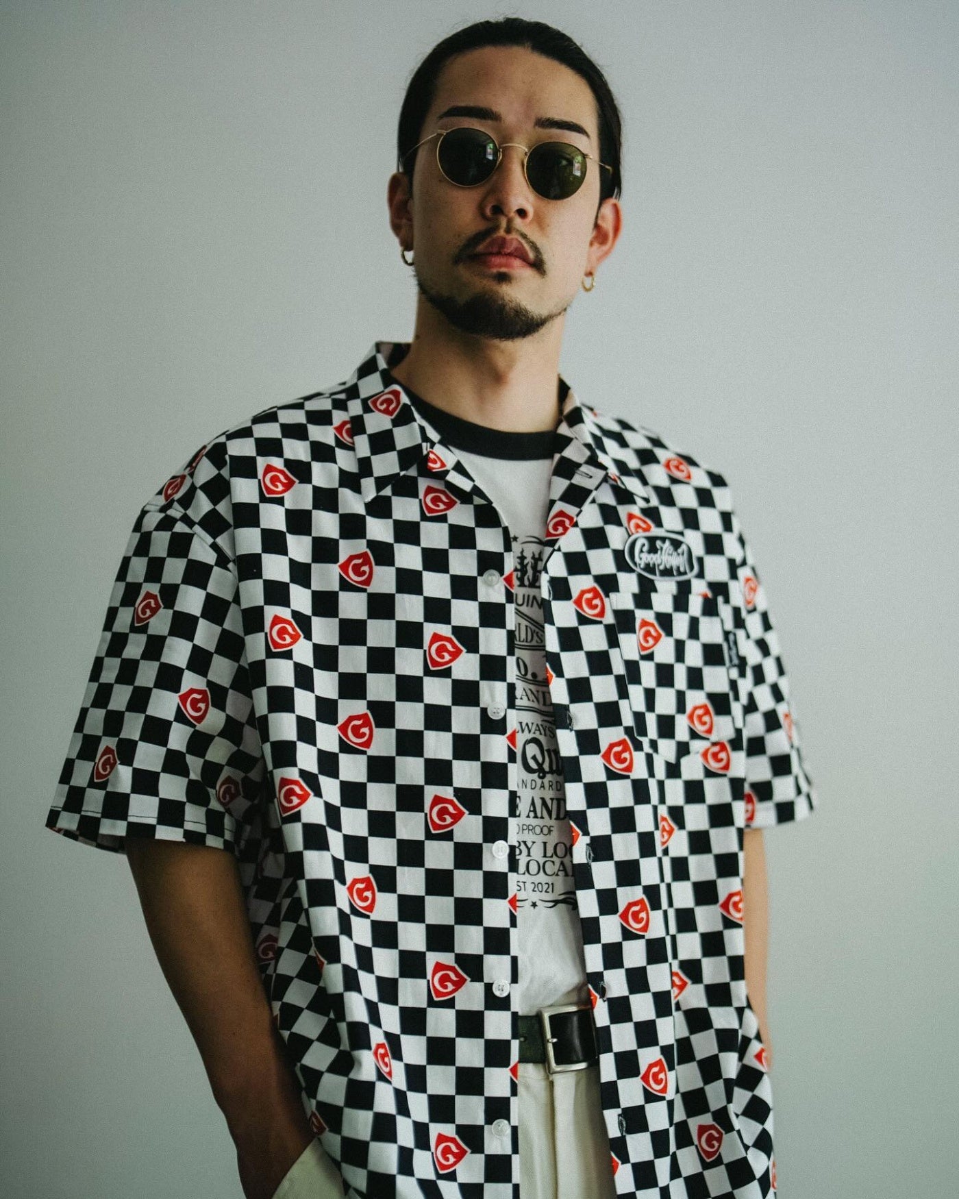 GOOD HELLER | GH CHECKERED FLAG DRIPPING LOGO WAPPEN S/S SHIRT