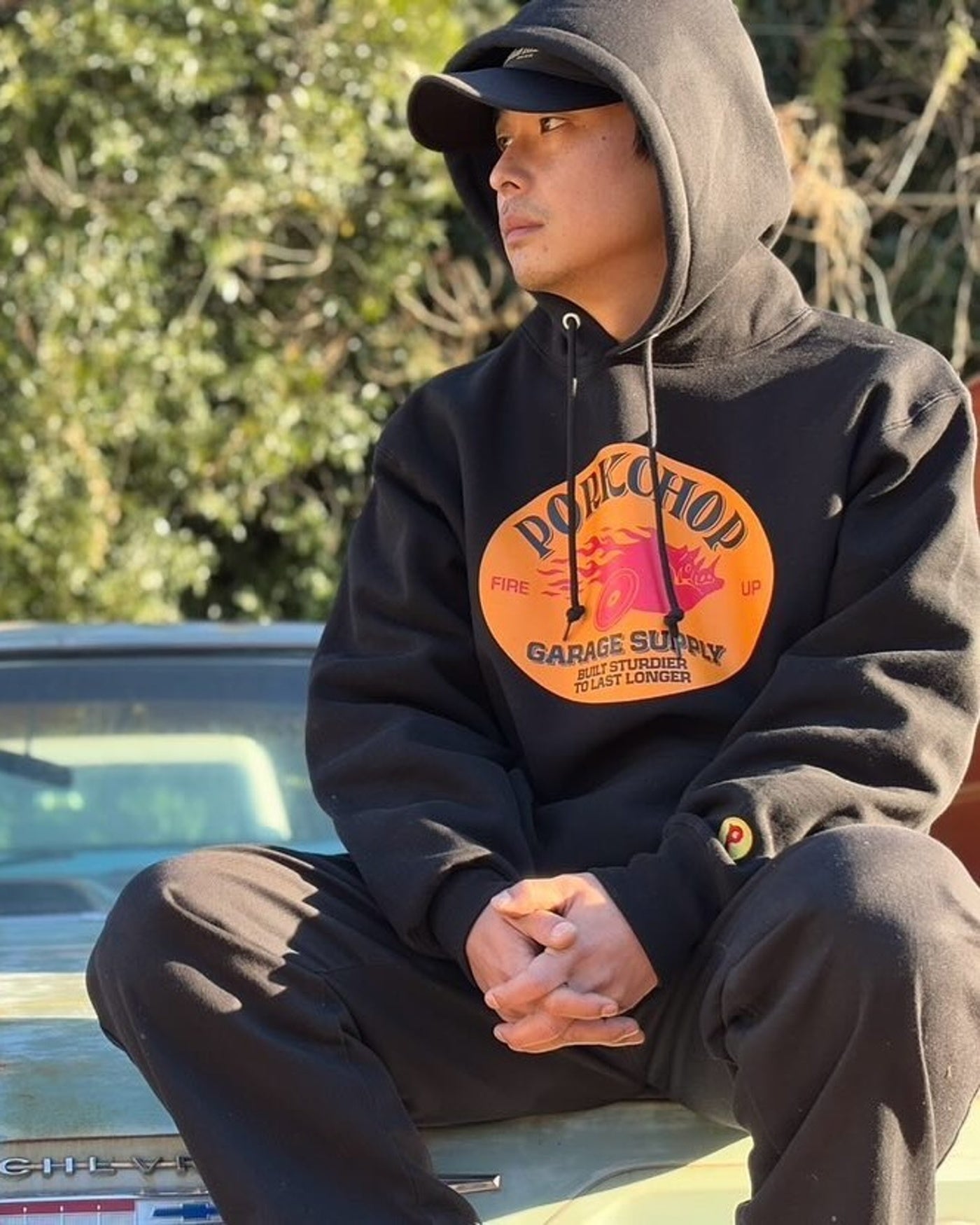 PORKCHOP | FIRE UP HOODIE - Black