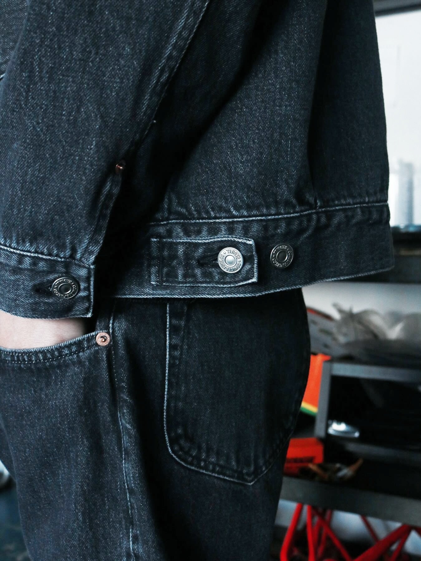 RADIALL | Classic 350 Top - TRUCKER JACKET - Light Black