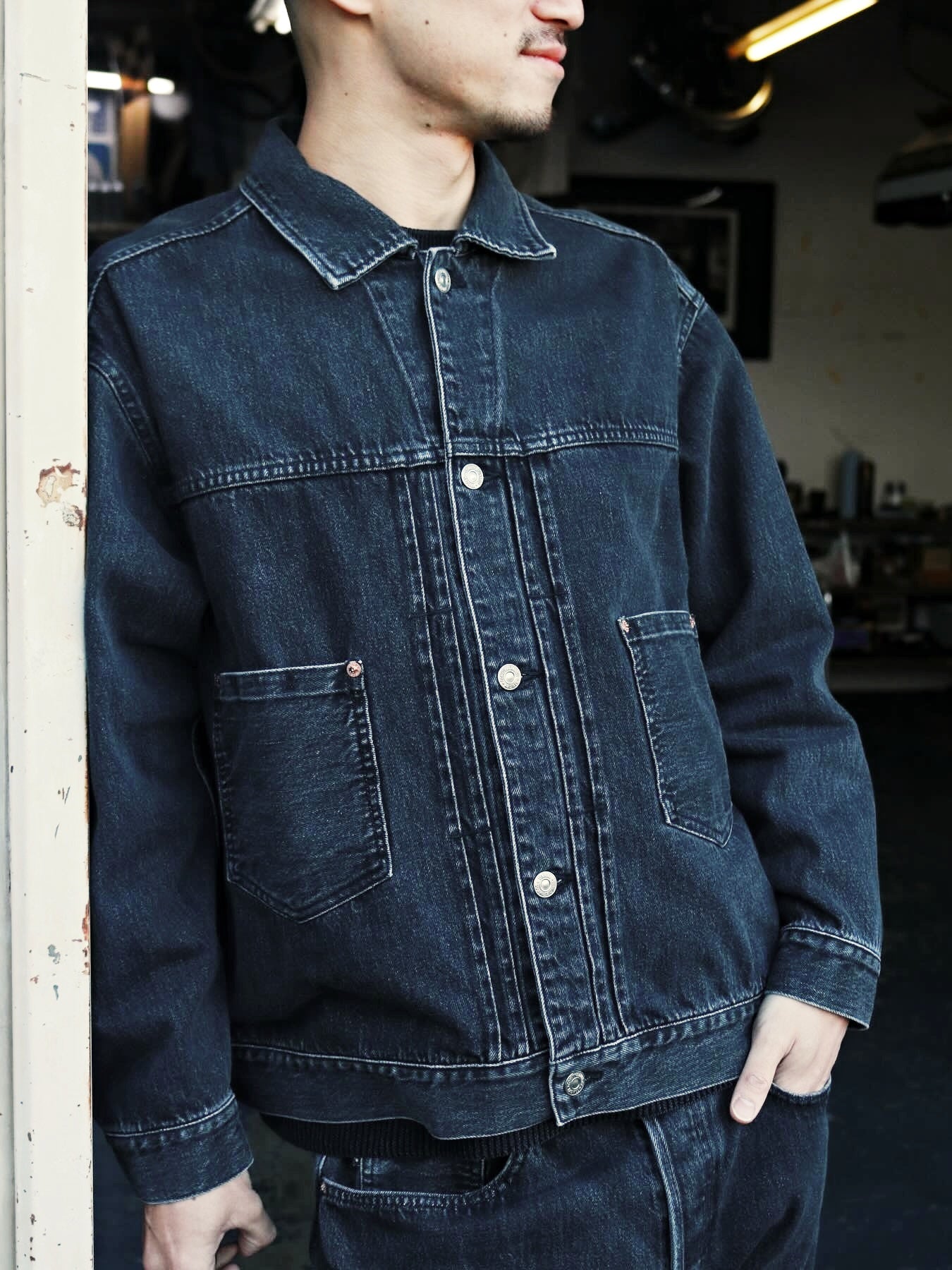 RADIALL | Classic 350 Top - TRUCKER JACKET - Light Black