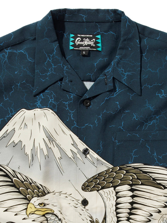 GOOD HELLER | "一富士二鷹三茄子" ORIENTAL PANEL PATTERN RAYON S/S SHIRT