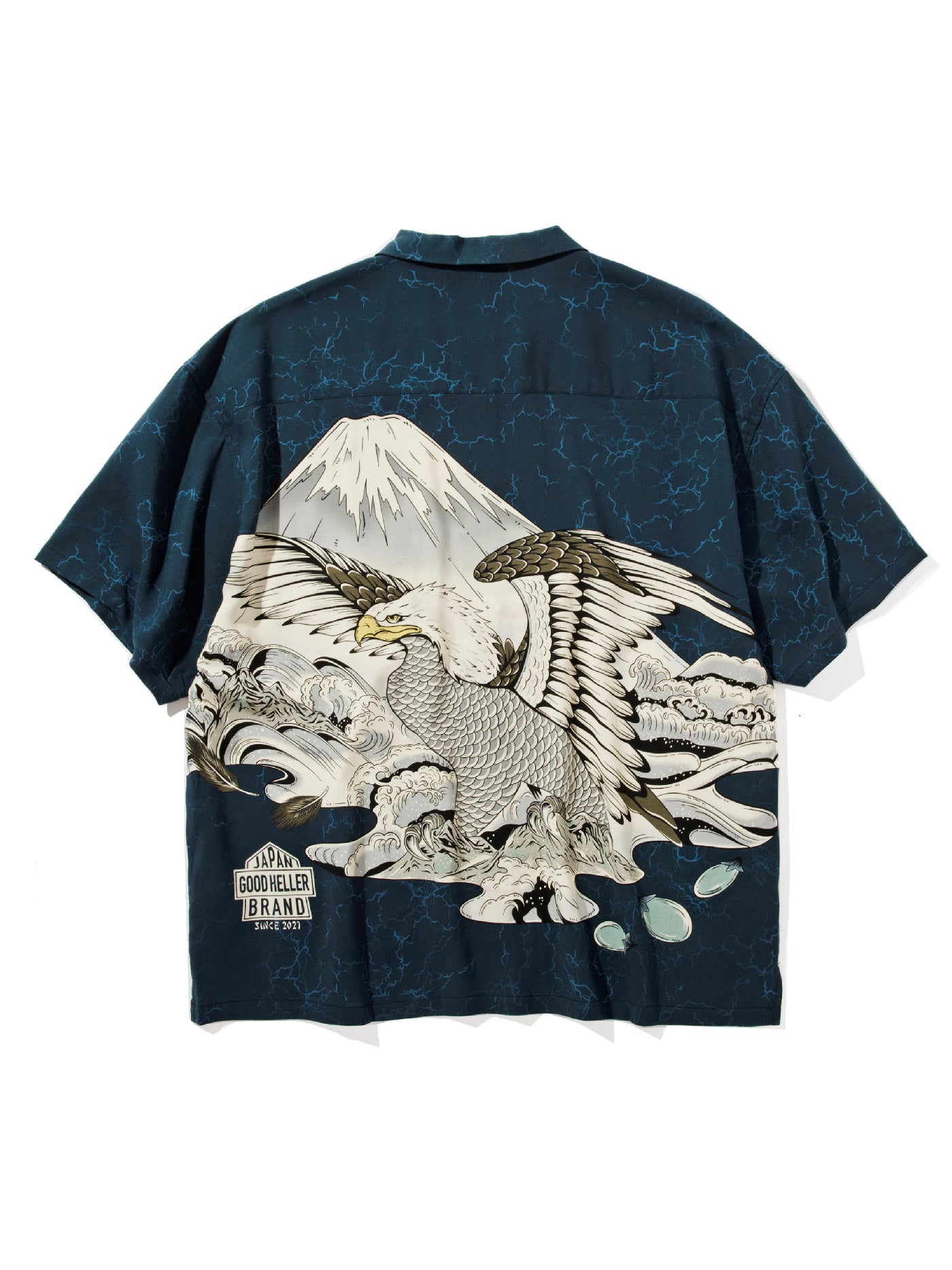 GOOD HELLER | "一富士二鷹三茄子" ORIENTAL PANEL PATTERN RAYON S/S SHIRT