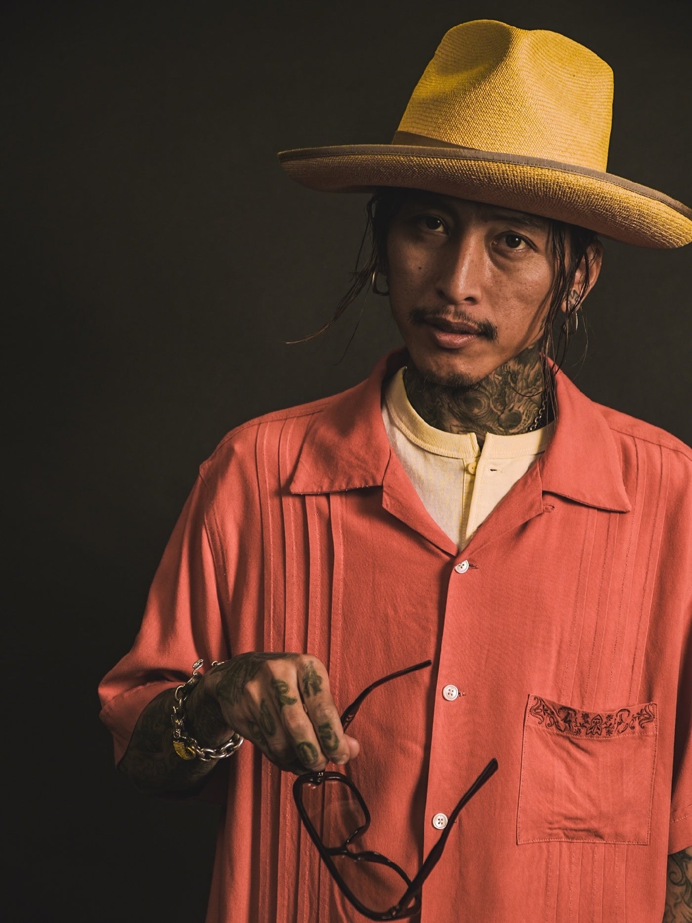 GANGSTERVILLE | RIPTIDE CLUB - S/S GUAYABERA SHIRTS / GSV5114 - Orange