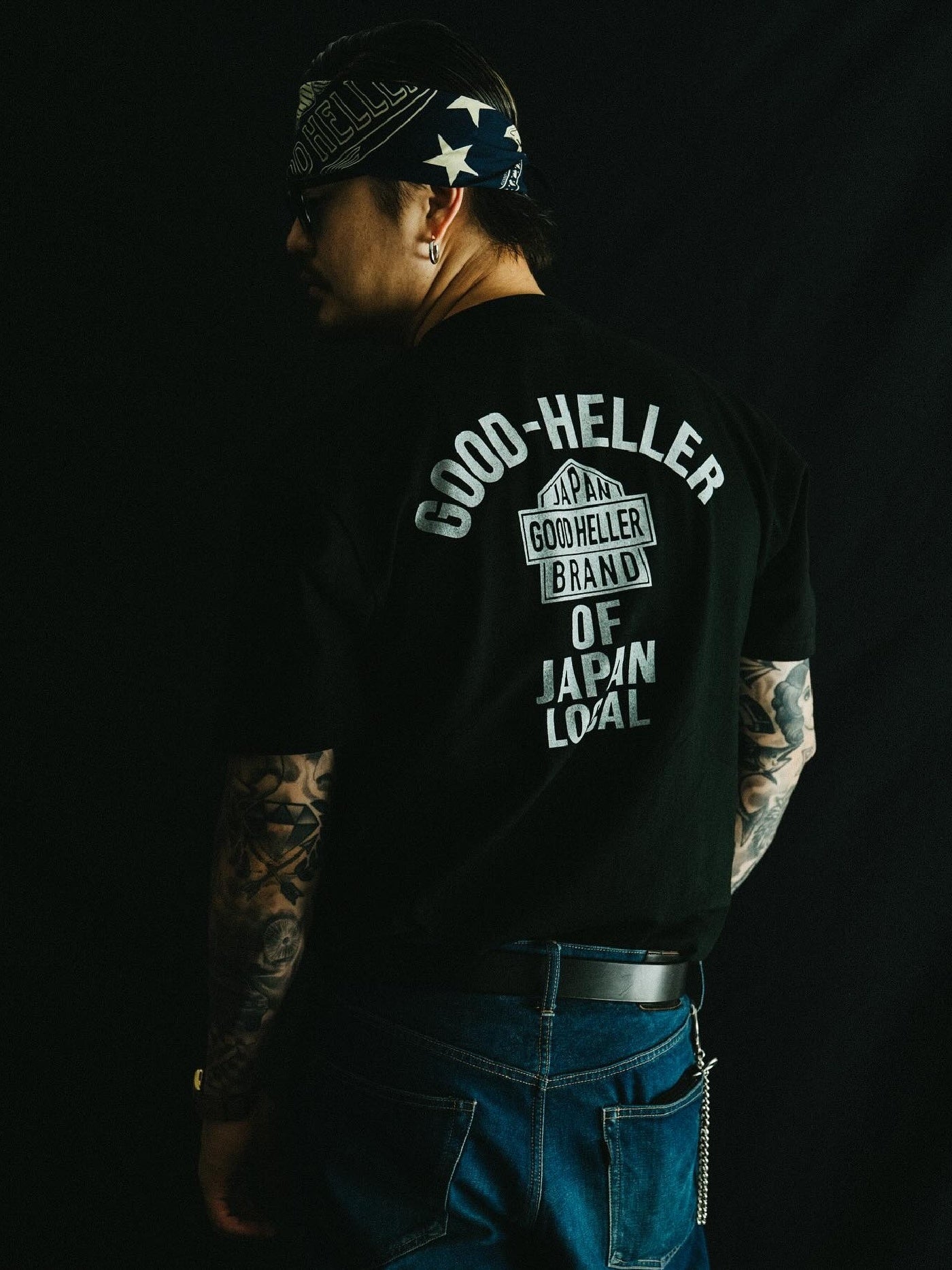 GOOD HELLER | SKULL&SNAKE AMERICAN LOGO T-SHIRT - Black