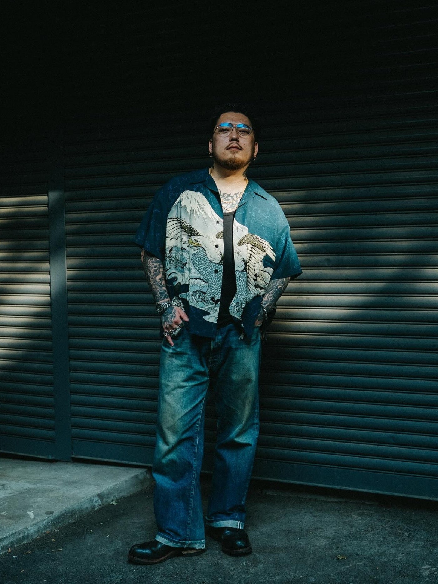 GOOD HELLER | "一富士二鷹三茄子" ORIENTAL PANEL PATTERN RAYON S/S SHIRT
