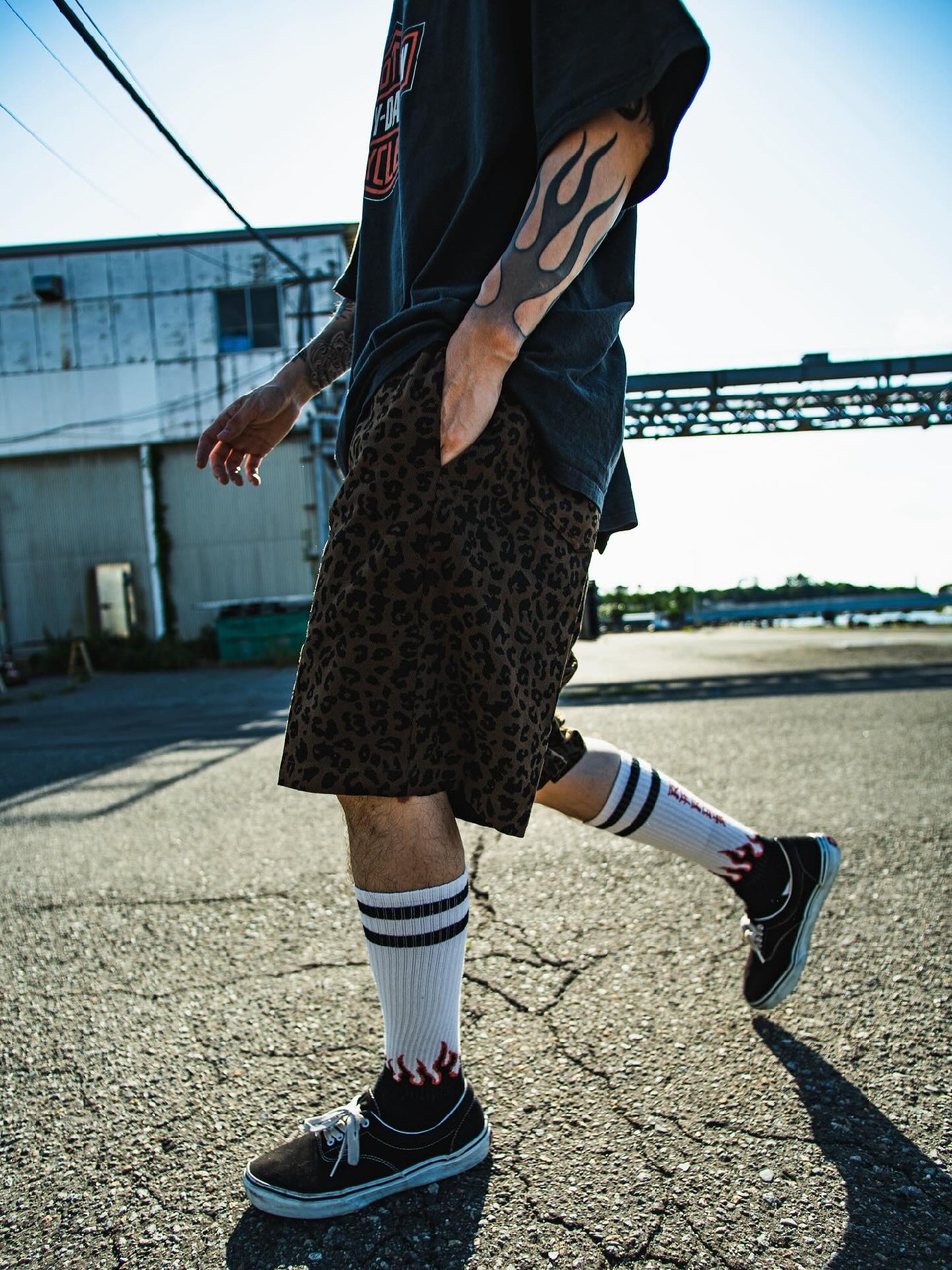FLUTTER | The Holiday -Comfy fit- Cotton Twill Leopard Easy Short Pants - Brown