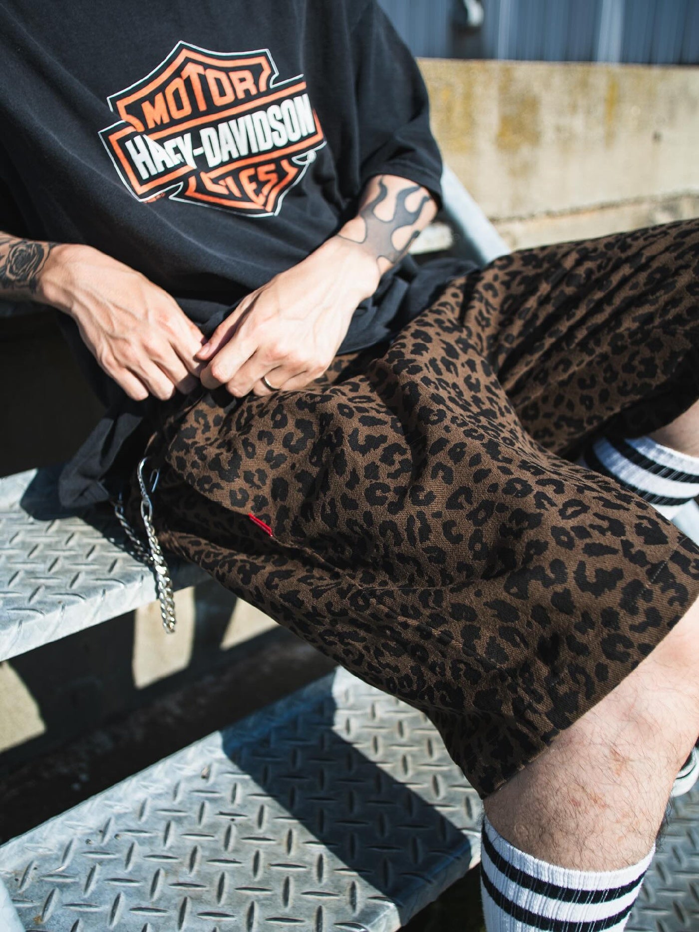 FLUTTER | The Holiday -Comfy fit- Cotton Twill Leopard Easy Short Pants - Brown