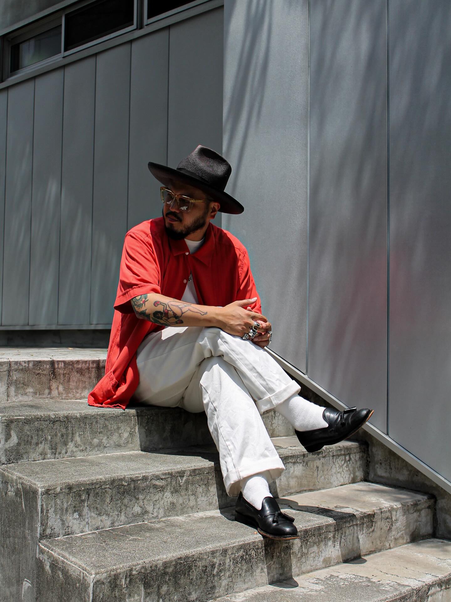 GANGSTERVILLE | RIPTIDE CLUB - S/S GUAYABERA SHIRTS / GSV5114 - Orange