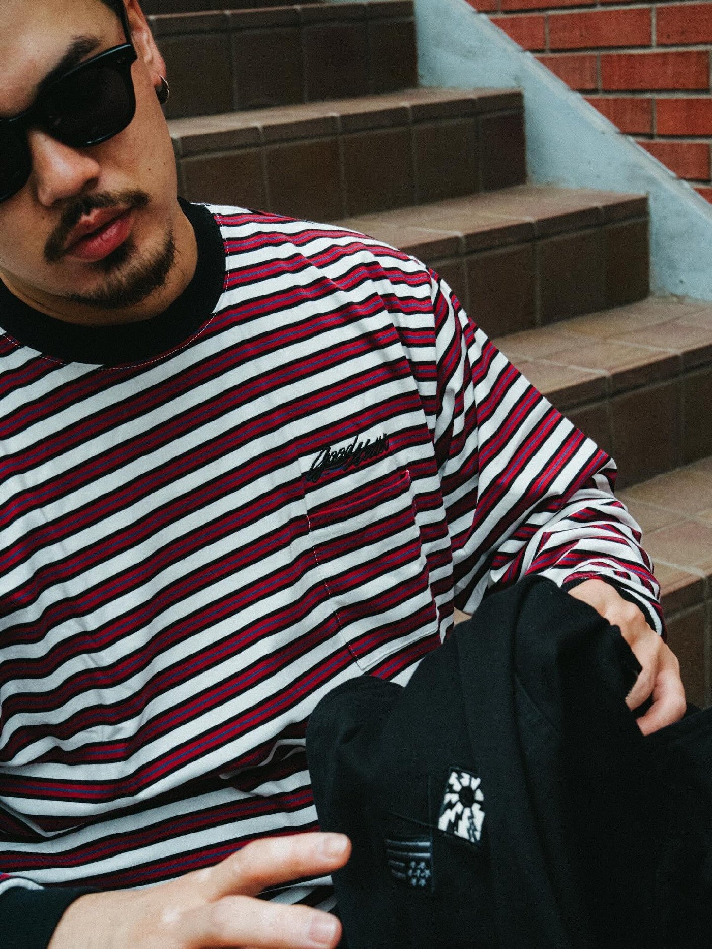 【8.23 (Sat) 12:00 Release】GOOD HELLER | BORDER L/S T-SHIRT - Red