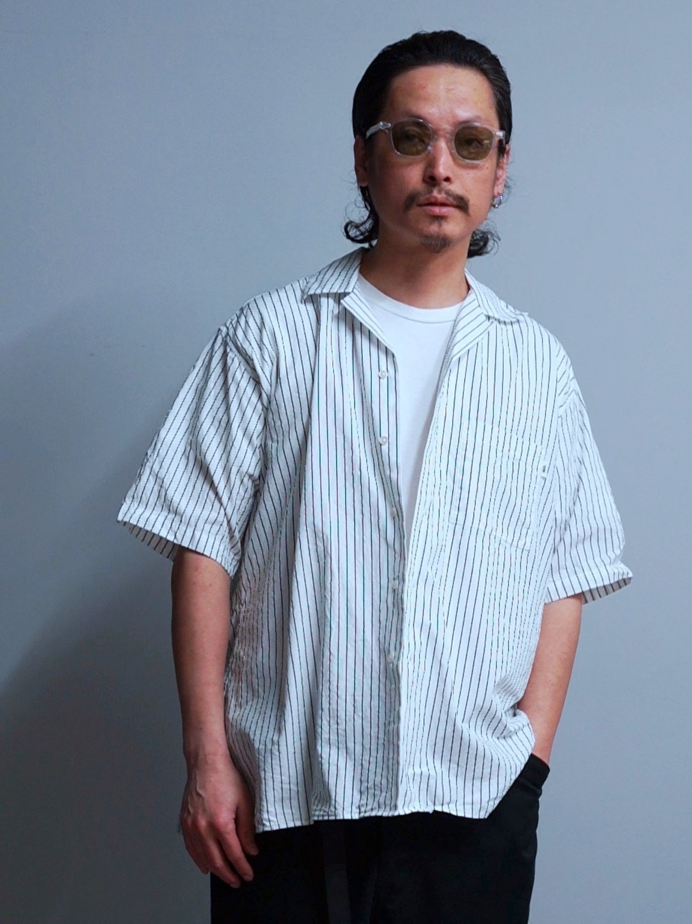 WAX | STRIPE OPEN SHIRTS - White