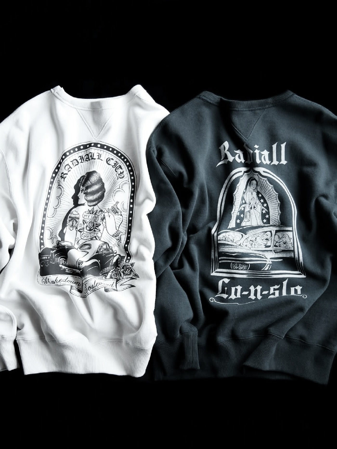 【10.25 (Sat) 12:00 Release】RADIALL | Boulevard - LOOPWHEEL CREW NECK SWEATSHIRT L/S - Ink Black