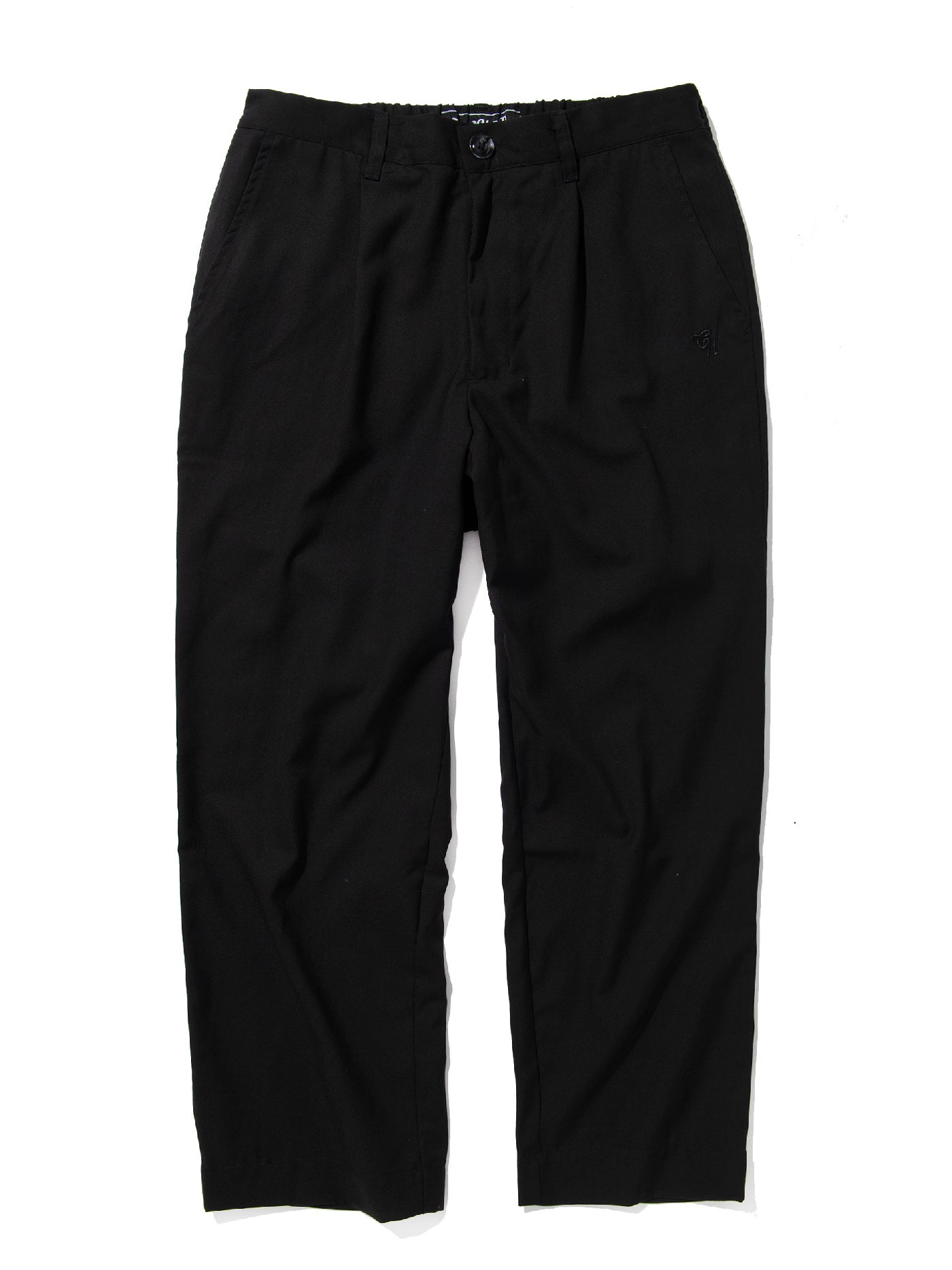 GOOD HELLER | POLYESTER RAYON ONE TUCK EASY SLACKS - Black