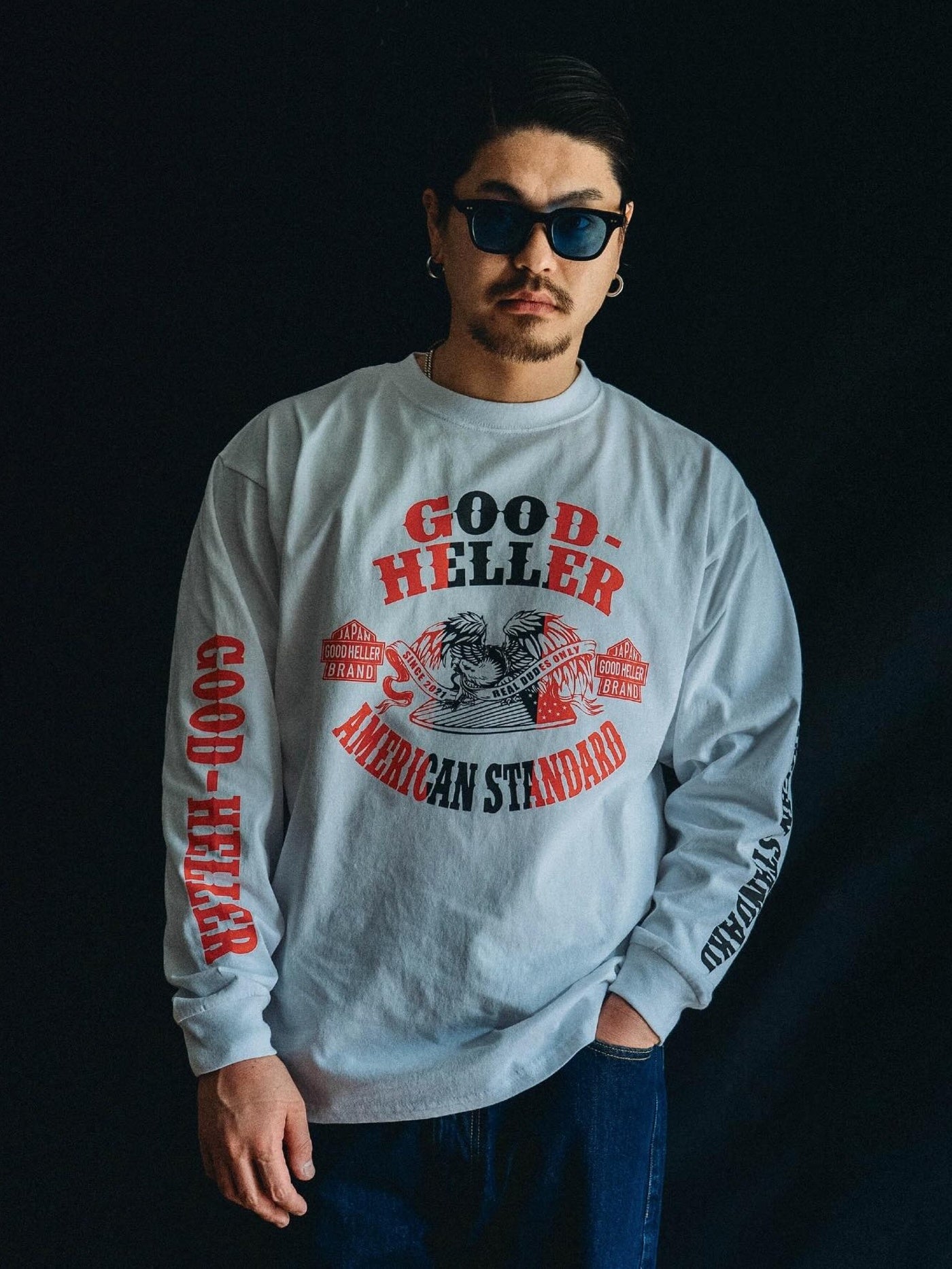 GOOD HELLER | AMERICAN EAGLE L/S T-SHIRT - White