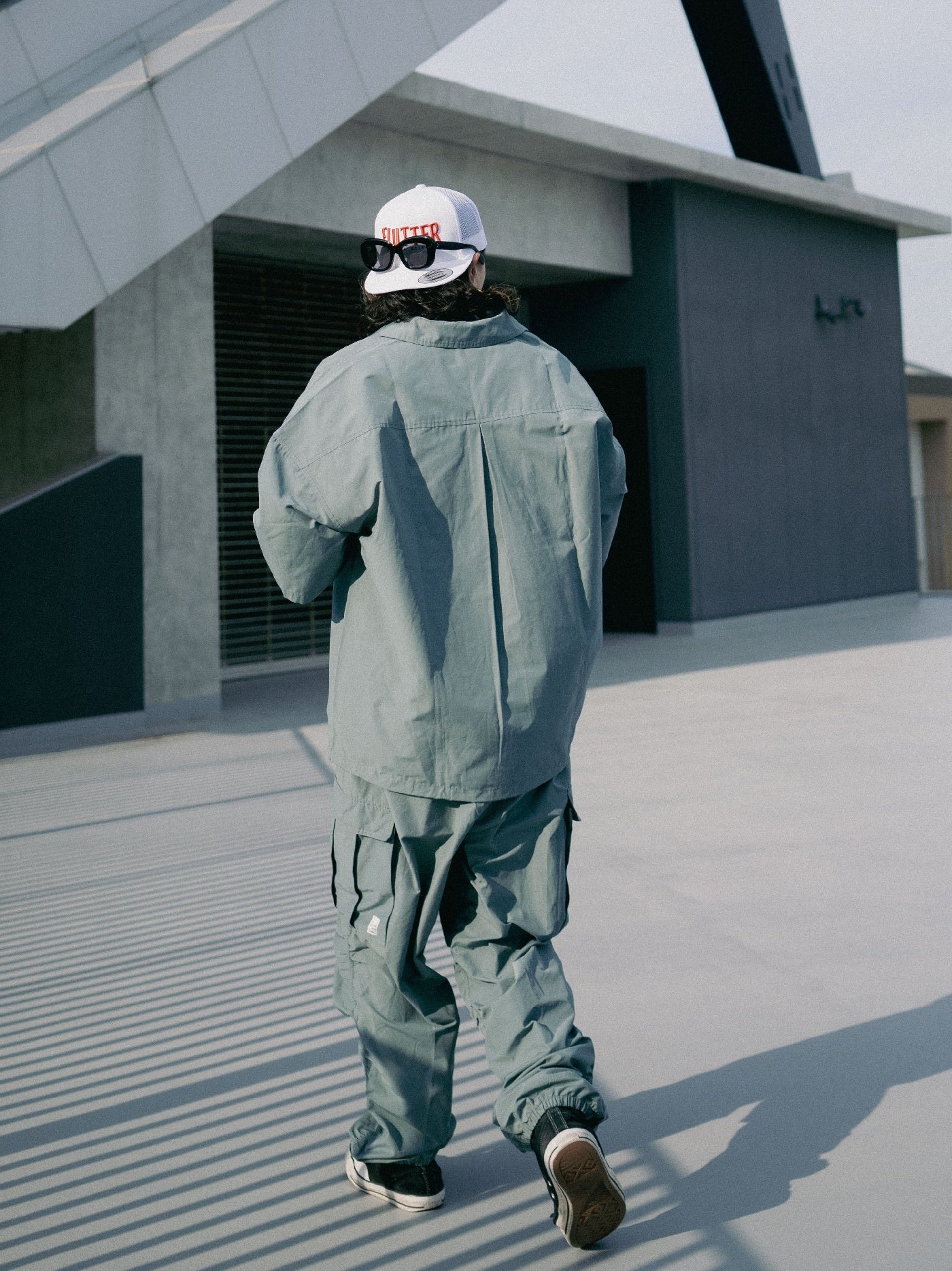 FLUTTER | T/C Track Cargo Pants - Blue Green