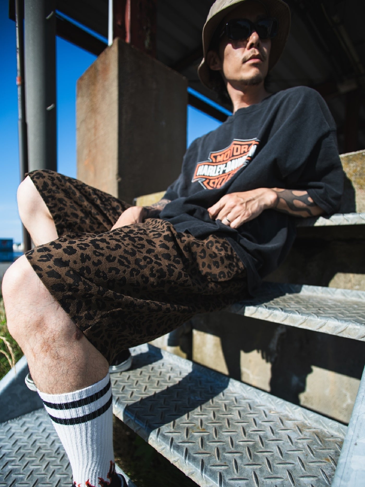 FLUTTER | The Holiday -Comfy fit- Cotton Twill Leopard Easy Short Pants - Brown