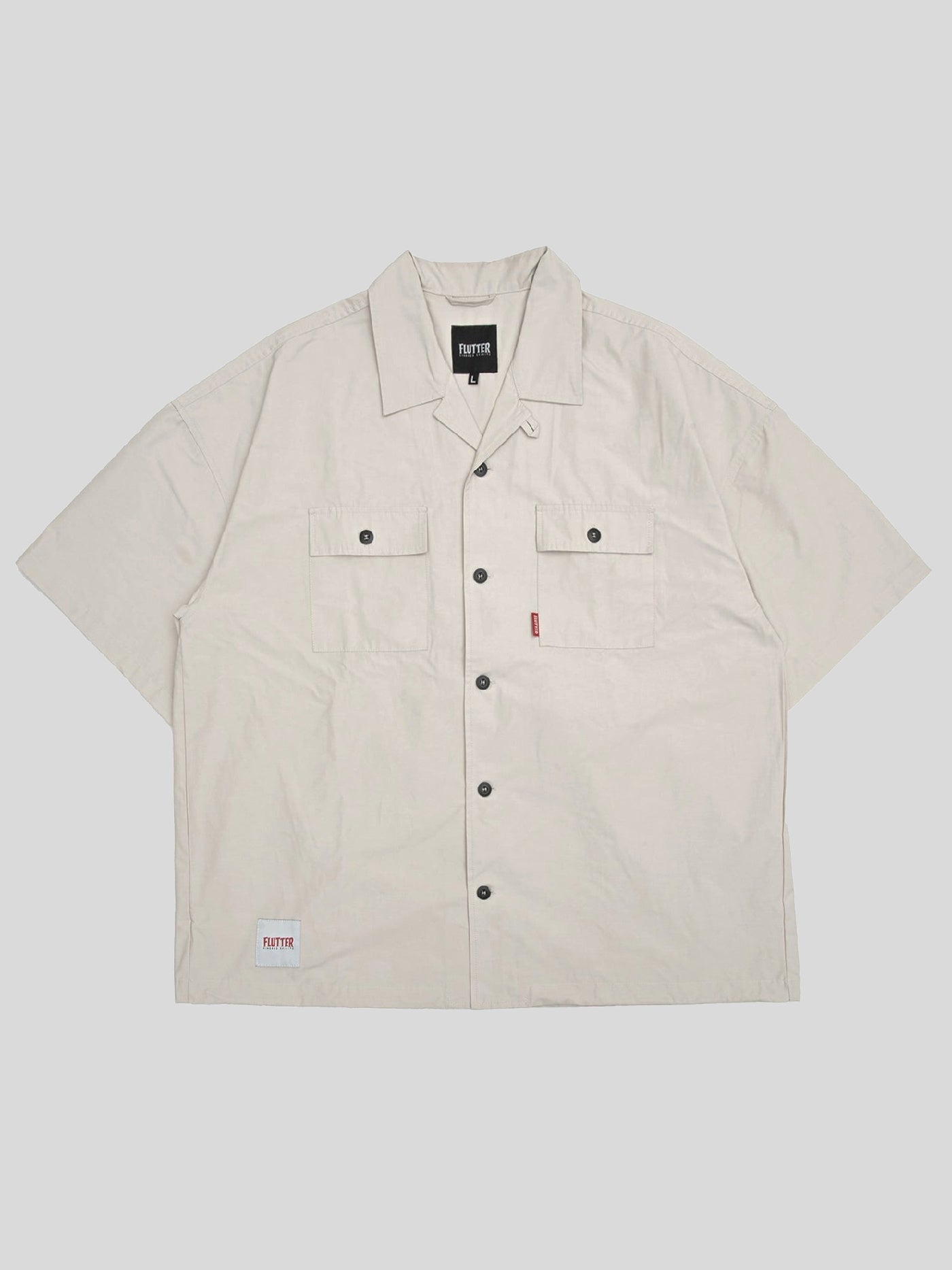 FLUTTER | T/C Open Collar S/S Work Shirts - Light Beige
