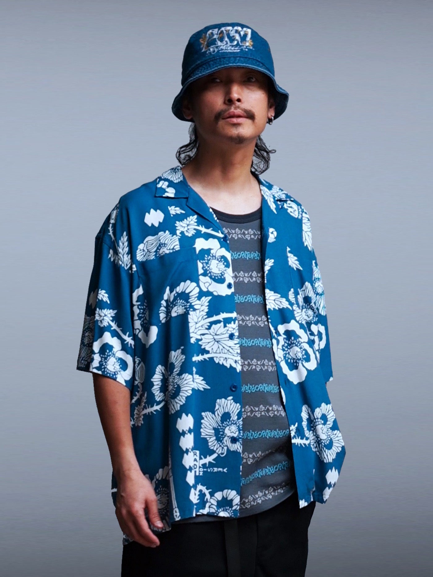 RADIALL | VERSIONS - OPEN COLLARED SHIRT S/S - Konpeki Blue